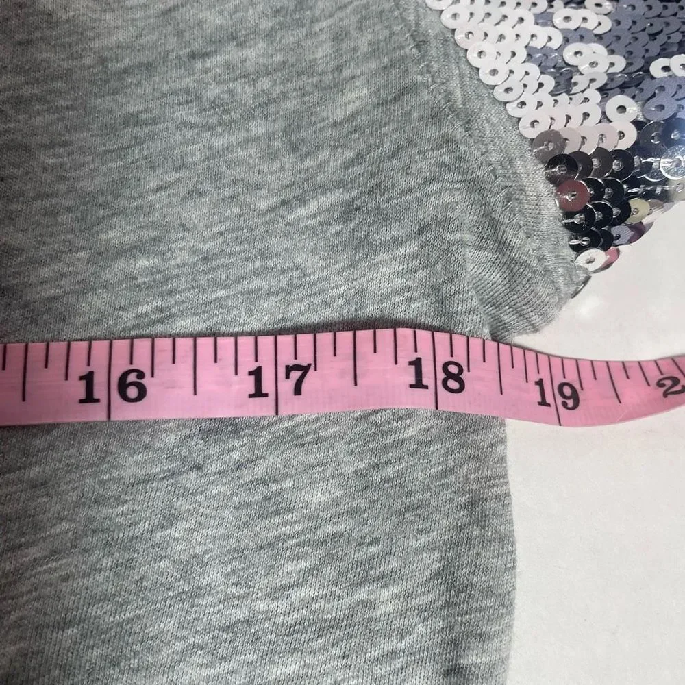 BNWOT Victoria’s Secret PINK Gray knitsequin short sleeve tshirt S PRICE FIRM - Picture 3 of 11